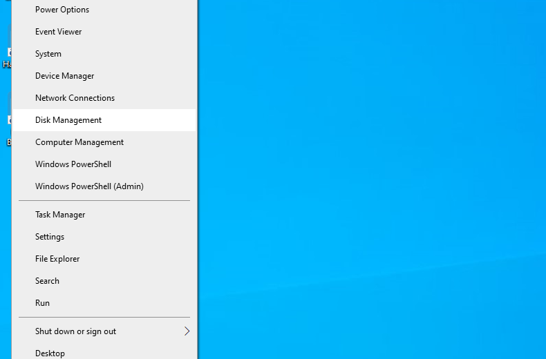 select disk management